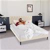 Froadp Letto imbottito 160 x 200 cm - Letto matrimoniale con doghe in legno, testiera imbottita con bottoni, struttura per letto da camera da letto, design moderno (beige)