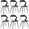 DEYARNA HOME Set di 6 Sedie da Pranzo in Plastica con Gambe in Metallo, Sedie Laterali Senza Braccioli per Sala da Pranzo, Cucina, Sala di Ricevimento, Soggiorno (Nero/Gambe Nere)