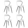 DEYARNA HOME Set di 4 Sedie da Pranzo in Plastica con Gambe in Metallo, Sedie Laterali Senza Braccioli per Sala da Pranzo, Cucina, Sala di Ricevimento, Soggiorno (Bianco/Gambe Nere)