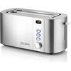 ZEEGMA Tostapane per 4 Fette TOSTEE CHEF Tostapane in Acciaio Inox, Griglia Scaldapanini da 1500W, Scongelamento, Riscaldamento e Arresto, Vassoio Raccogli Briciole, Display a LED con timer, 6 livelli