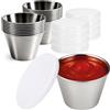 com-four® 16x Ciotoline Ø 6 cm con coperchio, Mini contenitori per salse | intingoli e snack - Coppette per spezie - Accessori da portata