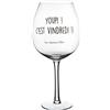 Les Vilaines Filles Les Vilaines 38-VF-028 - Bicchiere da vino XL con piede gigante Youpi est vindredi, in vetro trasparente, 12 x 25,5 cm