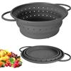Lunaanda Set 2 Colini Pieghevoli in Silicone per Cucina,Scolapasta Estensibile con Manico -Cestino Lavaggio Verdure/Frutta,BPA Free,33.4cm & 28cm, Antiscivolo