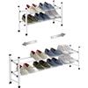 TZAMLI - Scarpiera estensibile con 2 ripiani per riporre fino a 12 paia di scarpe, regolabile, impilabile, per corridoio, 62 ~ 114 x 22 x 35 cm