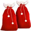 Jonami Sacco Babbo Natale -2 pz- per Regali di Babbo Natale, Sacco Natalizio per Doni,Tradizionale in Rosso e Bianco (70 x 110 cm)