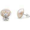 PERORNO Orecchini con perle coltivate Australian Mabe, in argento 925, design grande, con dettagli traforati