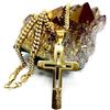 Lifetime Bling Collana con ciondolo a forma di croce in oro 24 carati, unisex, con solida chiusura a moschettone, stile Miami Cuban e 14ct metallo con base placcato oro, cod. NA