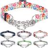 haoyueer Collare per Cani Martingale - Catena in Acciaio Inox, Collare Anti-Trazione con Design a Fiore per Cani di Taglia Grande, Media e Piccola (L, Bianco)