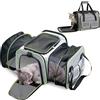 PETCUTE Trasportino per Gatti e Cani,Espandibile e Pieghevole Trasportino per Cani con Morbido Letto in Pile,Traspirante Borsa da Trasporto per Gatti con Materasso Morbido,Grigio Chiaro,M