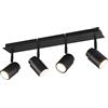 meineWunschleuchte Faretto da soffitto a 4 luci, in metallo nero opaco, larghezza 52 cm