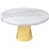 INTIRILIFE Piatto per Torte, Alzata per Torte con Base Dorata e Piatto in Marmo - 20 x 11.3 cm - Piatto, Vassoio per Torte, Dolci, Vassoio Rotondo per Pasticcini