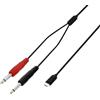 Adam Hall Cables Adam Cable 3 STAR Y PP USB-C 0150 - Cavo a Y USB-C, 2 x jack TS maschio x USB-C, nero, 1,5m