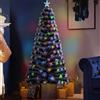 BAKAJI Albero di natale Luminoso 120cm con Luci LED Fibra Ottica Multicolor Innevato