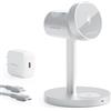 AMEGAT Stazione di Ricarica 3-in-1 compatibile con Magsafe, 15W Caricatore Wireless Certificato Qi2 per iPhone 17/Air/16/15/14/13/12 Serie, Apple Watch, AirPods (Caricatore USB-C da 30W Incluso)