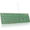 SbocKeeb Tastiera Illuminata PC, Tastiere Membrana Retroilluminati LED con Cute Tasti Rotondi, 104 Tasti Fullsize Tastiera USB Filo per PC/Win/Mac/Laptop QWERTY americana (Dark green)