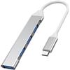 PREMIUMCORD Hub SuperSpeed USB-C a 4x USB A, Trasferimento Dati 3.2 Gen1 5 Gbit/s, Connettore Type-C, Ricarica a 5 V, Per PC, Laptop, Tastiere, Mouse, SSD, Alloggiamento in Metallo, Lunghezza: 15 cm