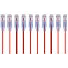 Monoprice Cavo patch Ethernet Cat6A UTP, 30 AWG, 10 G, in puro rame nudo, antigroviglio, RJ45, serie SlimRun, 0,6 m, rosso, confezione da 10