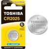 Toshiba Batteria CR2025 a bottone, batteria al litio 3V, ultra lunga durata, 10 anni di conservazione, senza mercurio, ideale per telecomandi, dispositivi collegati, calcolatrici, chiavi di auto