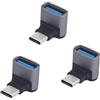 LANMINGLEL 10Gbps USB 3.1 Adattatore 90 gradi USB femmina a tipo C maschio adattatore OTG trasferimento dati per laptop Tablet Phone 3 Pack (argento USB A F/C M)