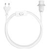 kwmobile Cavo Porta-Lampada con Interruttore - Filo Porta-lampade a Sospensione - Attacco Lampadina E14 - Corda Lunga 3.5m Rivestita in Tessuto Bianco