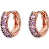 BRONZALLURE Orecchini Donna placcati Oro 18k - Orecchini a Cerchio Anallergici con Pavé di Cubic Zirconia Viola - Gioielli Made in Italy - Idea Regalo Compleanni, Anniversari, Festa Donna, Festa Mamma