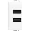 ECOVA DOPPIA PRESA CARICABATTERIA USB A 5V 2,4 BIANCO VP42 COMPATIBILE VIMAR PLANA VP42-MB-ECO27209