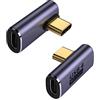 Wowssyo adattatore USB C con angolo di 90°, 40 Gbps, USB 4.0 tipo C da femmina a maschio, trasmissione audio/video 8K, 100W di ricarica OTG, per laptop, tablet, cellulari, 2 pezzi