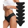 SHARICCA Slip Donna Senza Cuciture Elasticizzato Mutande Donna Invisible Vita Bassa Bikini Slip Donna Brasiliana 6 Pack (6 Nero, XS)