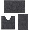 RUN HELIX Tappetino da Bagno In Ciniglia Ultra Morbido e Antiscivolo, Set di Tappetini da Bagno Assorbenti In 3 Pezzi in Tessuto Shaggy, Set di Tappetini da Bagno Morbidi con U (Grigio Scuro)