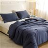 ROSGONIA Set copripiumino per letto singolo/matrimoniale XL, per ragazzi e ragazze, blu navy, 1 piumino blu e 1 federa, leggero e morbido