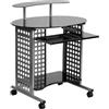 Flash Furniture Cassini - Scrivania Mobile per Computer, in Metallo, Piano in Vetro Nero/Cornice Argento, 88,9 x 67,31 x 14,605 cm