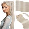 Vivien Biondo Extension Capelli Veri Coda di Cavallo 30 cm Wrap Around Capelli Umani Coda Extension Biondo Platino Invisibile Dritto 70g #60