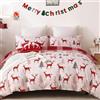 WONGS BEDDING Set copripiumino natalizio per letto king size, motivo cervo di Natale e albero di Natale, reversibile, per tutte le stagioni, set di biancheria da letto con motivo scozzese rosso, 220 x 230 cm
