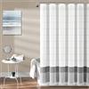 Lush Decor Tenda da doccia in cotone intrecciato bianco con strisce grigie e frange con nappe, accessori da bagno (182,9 x 182,9 cm)