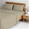 Italian Bed Linen Completo letto WATER WASHED Matrimoniale in Microfibra, Set Lenzuola Letto Matrimoniale 4 pezzi Lenzuolo Sotto con Angoli 170x200, Lenzuolo Sopra 240x270, Coppia federe - SABBIA