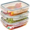 Snips - Set 3 Contenitori per Alimenti 1,4L Trasparenti, Coperchio Salva Freschezza con 4 Chiusure di Sicurezza - Contenitore per Cibi 22,5x17,7x11 Frigorifero, Microonde e Lavastoviglie Made in Italy