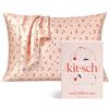 Kitsch Federa in raso, più morbida della seta, federa per cuscino rinfrescante, federa in raso con cerniera per capelli, pelle e sonno di qualità, senza pieghe e liscio, queen size 48,3 x 66 cm