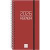 Finocam - Agenda Spirale 2026 Settimana Vista Orizzontale | Gennaio - Dicembre (12 mesi) | Agenda annuale 2026 con gomma | Coperchio in polipropilene a spirale Opaque - Bordeaux - Catalano