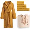 Bassetti Set Accappatoio 400gr Taglia XXL + 5 Asciugamani 480gr Serie Monique + Shopper in Cotone TOPAZIO Y3