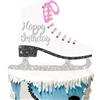 Godkk Topper per torta con pattinaggio sul ghiaccio, pattinaggio artistico, decorazione per torta di compleanno, bianco, 1 pezzo, 18 x 16 cm