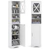 COSTWAY Mobile Bagno 40 x 30 x 170,5cm, Armadietto a Colonna Stretto e Alto con 5 Ripiani Regolabili e 2 Porte, Armadio da Terra in Legno per Soggiorno, Camera da Letto, Salotto e Cucina (Bianco)