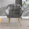 chairus Poltrona da Salotto in Velluto Poltrona Imbottita con Braccioli Poltroncina Moderna con Gambe in Metallo Poltrona Relax per Soggiorno/Camera da Letto, Grigio