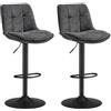VASAGLE Set di 2 Sgabelli da Bar, Sedie da Bar Girevoli Regolabili in Altezza, Flanella, Sedie da Cucina con Schienale e Poggiapiedi, Sala da Pranzo, Bancone, Acciaio, Grigio Ardesia LJB195G02