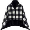 JFAN Poncho Donna Invernale Coperta in Pile Indossabile con Bottoni a Pressione Mantella Caldo Poncho Pile Donna Casa Nero