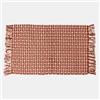DEGHI Tappeto 60x90 cm in cotone terracotta e bianco intrecciato con frange