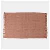 DEGHI Tappeto 120x180 cm in cotone terracotta e bianco con frange e intreccio