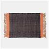 DEGHI Tappeto 60x90 cm in cotone blu scuro e arancione con frange