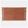 DEGHI Tappeto 60x90 cm in cotone terracotta con frange