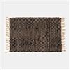 DEGHI Tappeto 60x90 cm in cotone e juta naturale e nero con frange
