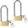 PATIKIL Lucchetti in Ottone Massiccio 2.4, 2 Pz Chiave Diversa Lucchetto a Lungo Arco con 2 Chiavi Impermeabile per Armadietto Palestra Cancello Recinto Esterno Interno